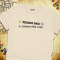 Critical Flair ...A Character Died T-Shirt Natural / S - Dungeons and Dragons and tabletop RPG gaming apparel