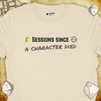 Critical Flair ...A Character Died T-Shirt Natural / S - Dungeons and Dragons and tabletop RPG gaming apparel