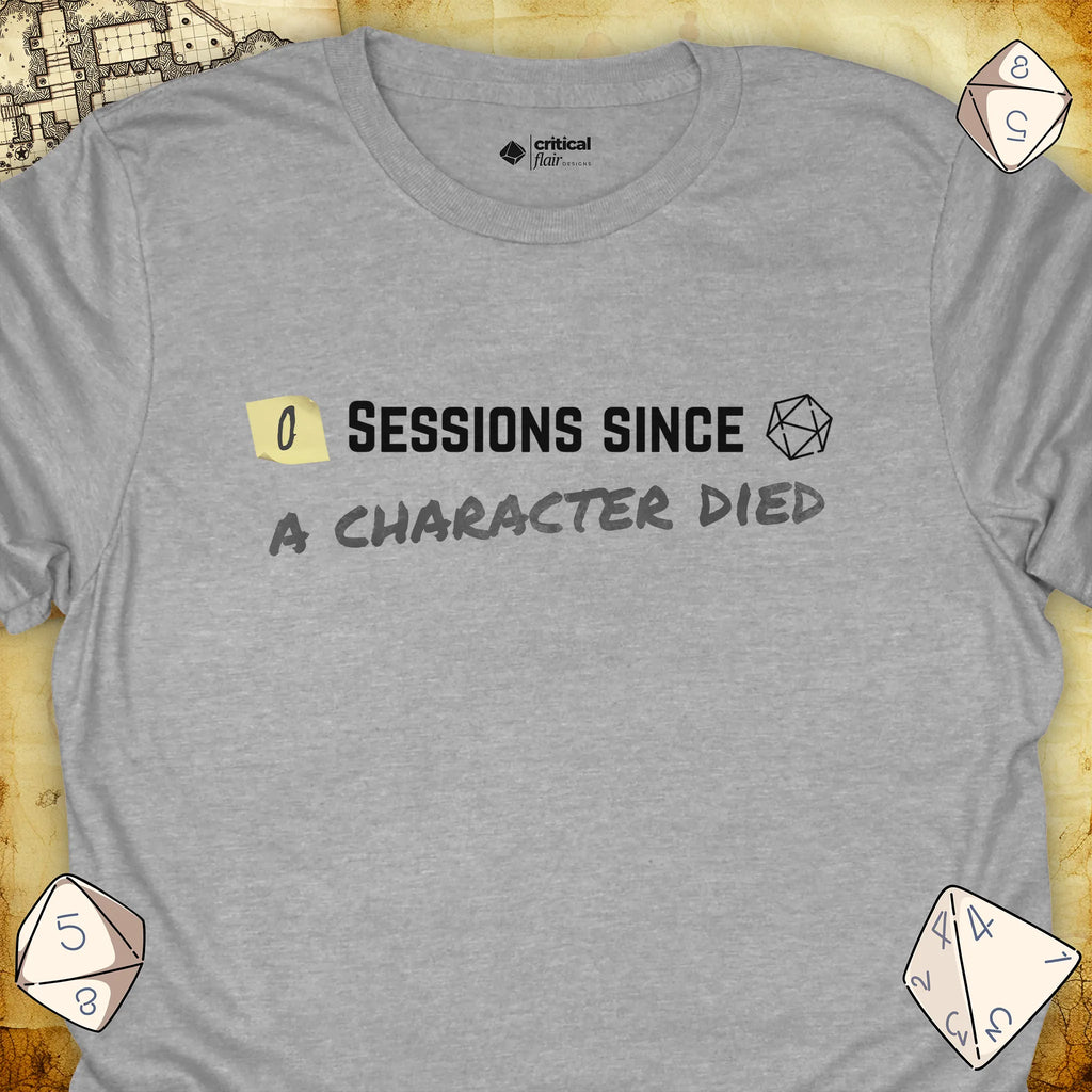 Critical Flair ...A Character Died T-Shirt Sport Grey / S - Dungeons and Dragons and tabletop RPG gaming apparel