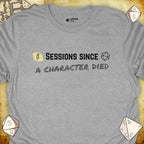 Critical Flair ...A Character Died T-Shirt Sport Grey / S - Dungeons and Dragons and tabletop RPG gaming apparel