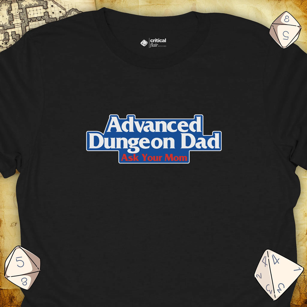 Critical Flair Advanced Dungeon Dad T-Shirt Black / S - Dungeons and Dragons and tabletop RPG gaming apparel