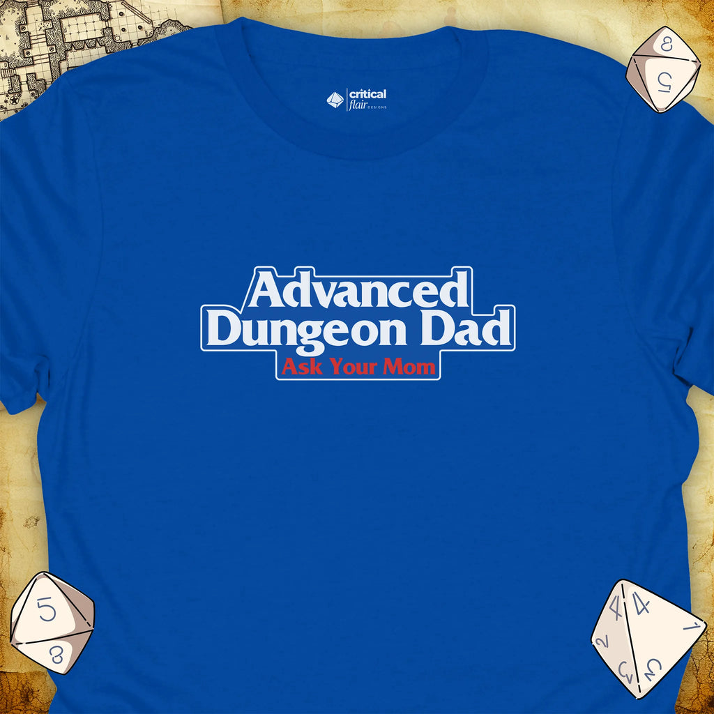 Critical Flair Advanced Dungeon Dad T-Shirt Royal / S - Dungeons and Dragons and tabletop RPG gaming apparel