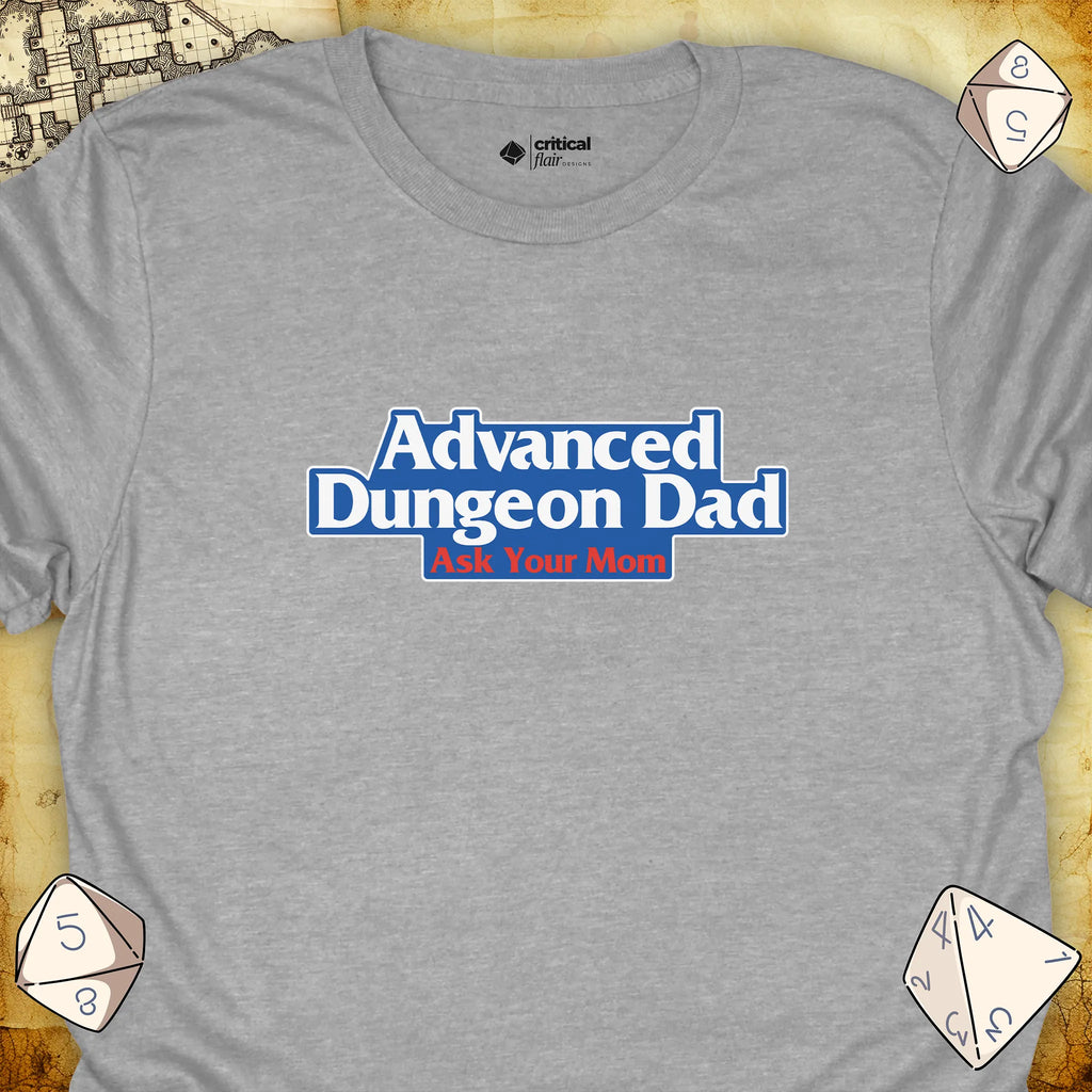 Critical Flair Advanced Dungeon Dad T-Shirt Sport Grey / S - Dungeons and Dragons and tabletop RPG gaming apparel