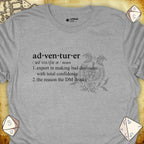 Critical Flair Adventurer Definition T-Shirt Sport Grey / S - Dungeons and Dragons and tabletop RPG gaming apparel