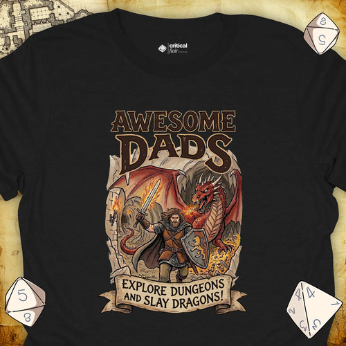 Critical Flair Awesome Dads T-Shirt Black / S - Dungeons and Dragons and tabletop RPG gaming apparel
