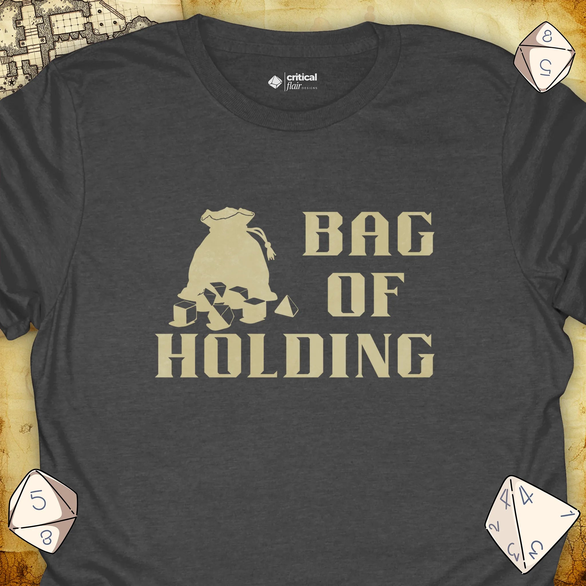 Critical Flair Bag of Holding T-Shirt Dark Heather / S - Dungeons and Dragons and tabletop RPG gaming apparel