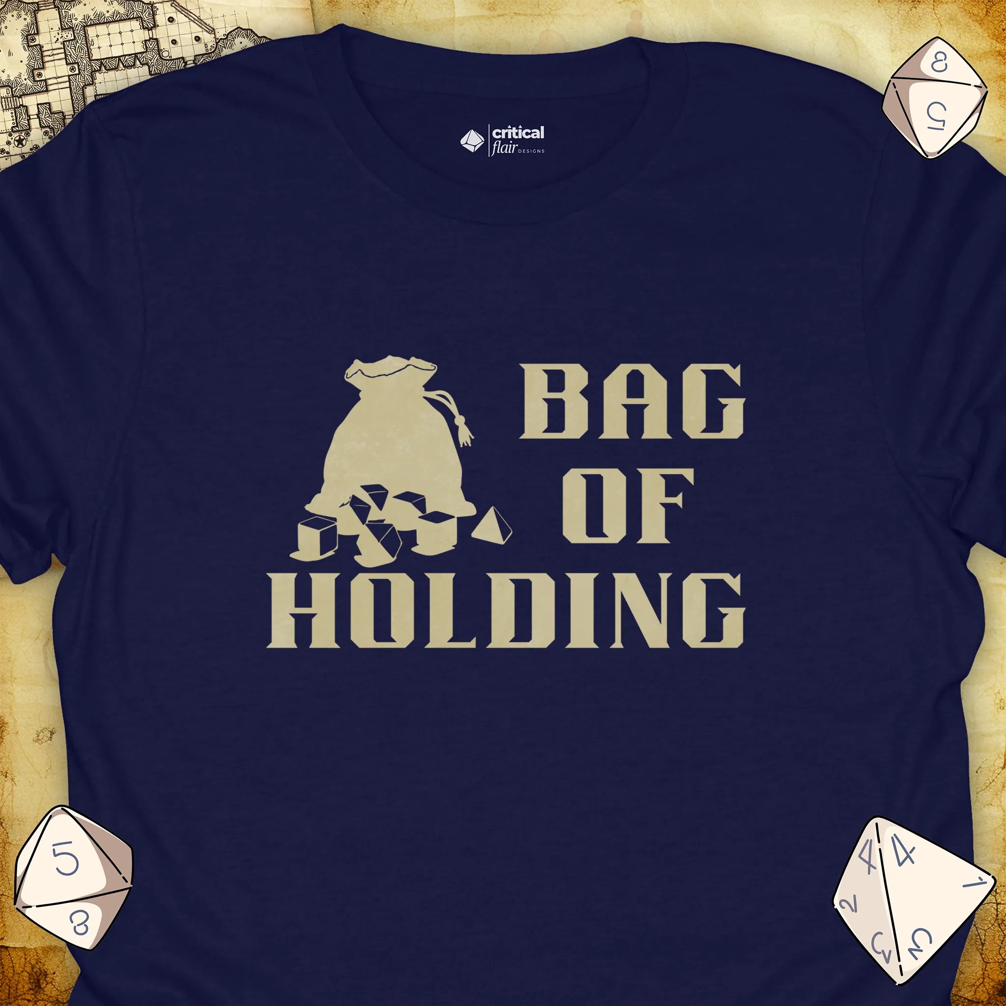 Critical Flair Bag of Holding T-Shirt Navy / S - Dungeons and Dragons and tabletop RPG gaming apparel