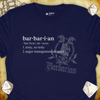 Critical Flair Barbarian Definition T-Shirt Navy / S - Dungeons and Dragons and tabletop RPG gaming apparel