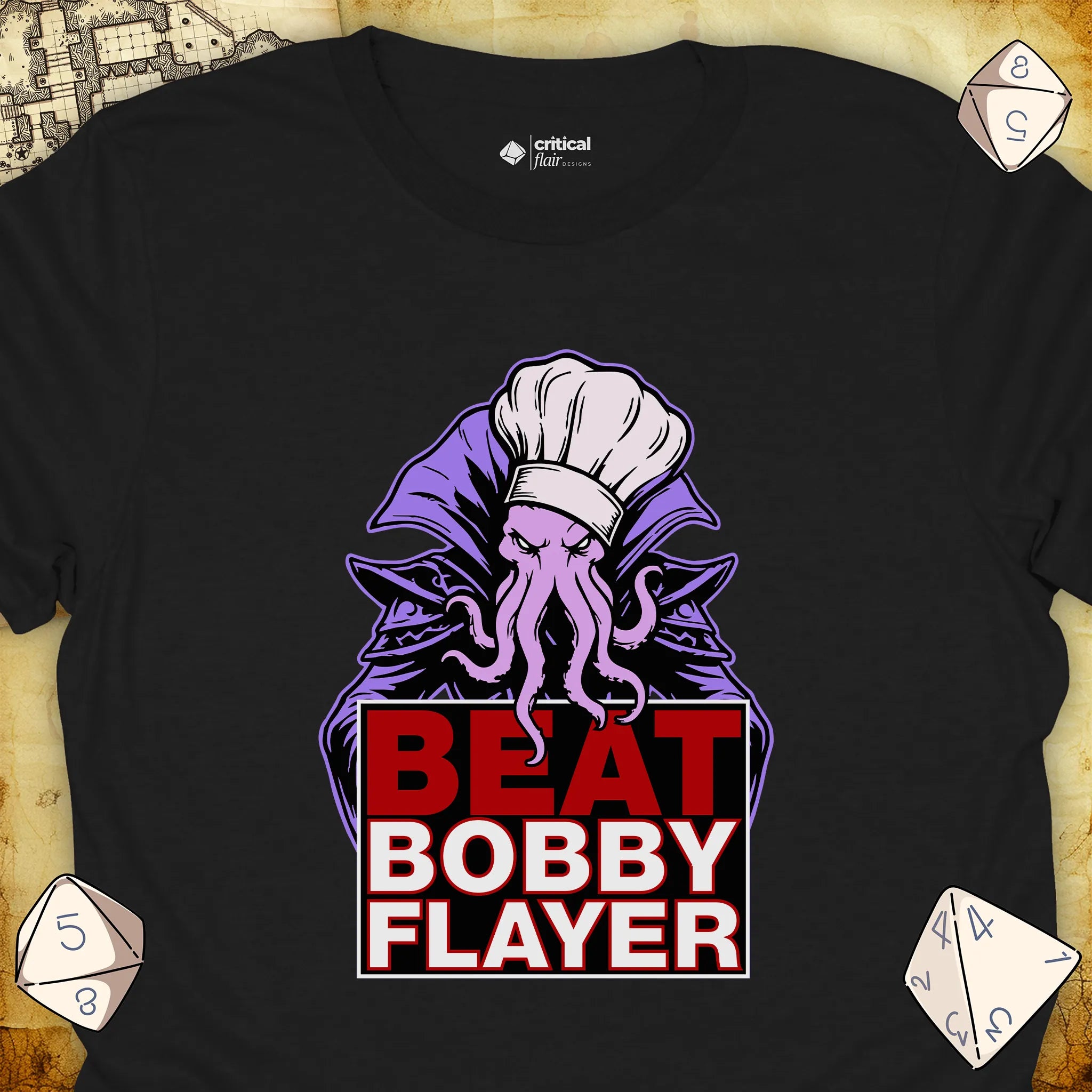 Critical Flair Beat Bobby Flayer T-Shirt Black / S - Dungeons and Dragons and tabletop RPG gaming apparel