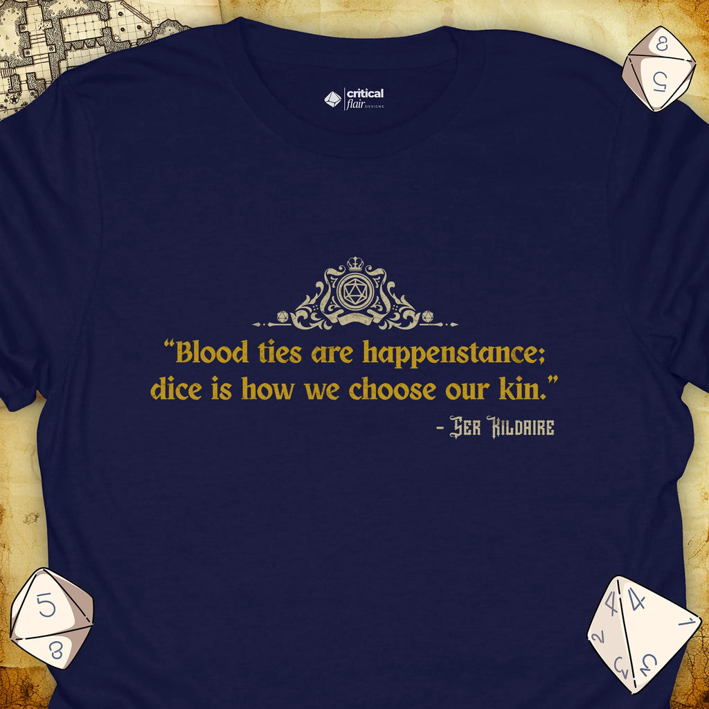 Critical Flair Blood Ties T-Shirt Navy / S - Dungeons and Dragons and tabletop RPG gaming apparel