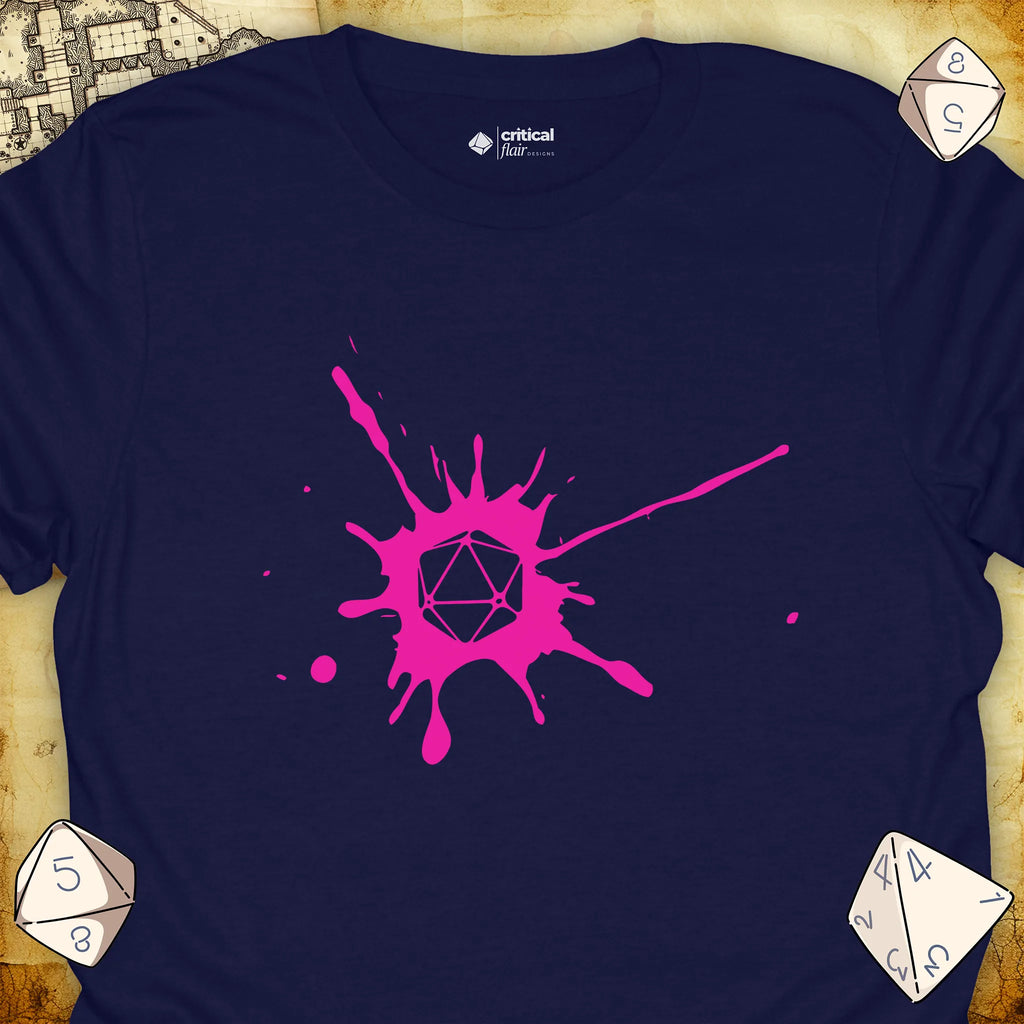 Critical Flair D20 Splotch T-Shirt Navy / S - Dungeons and Dragons and tabletop RPG gaming apparel