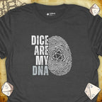 Critical Flair Dice Are My DNA T-Shirt Dark Heather / S - Dungeons and Dragons and tabletop RPG gaming apparel
