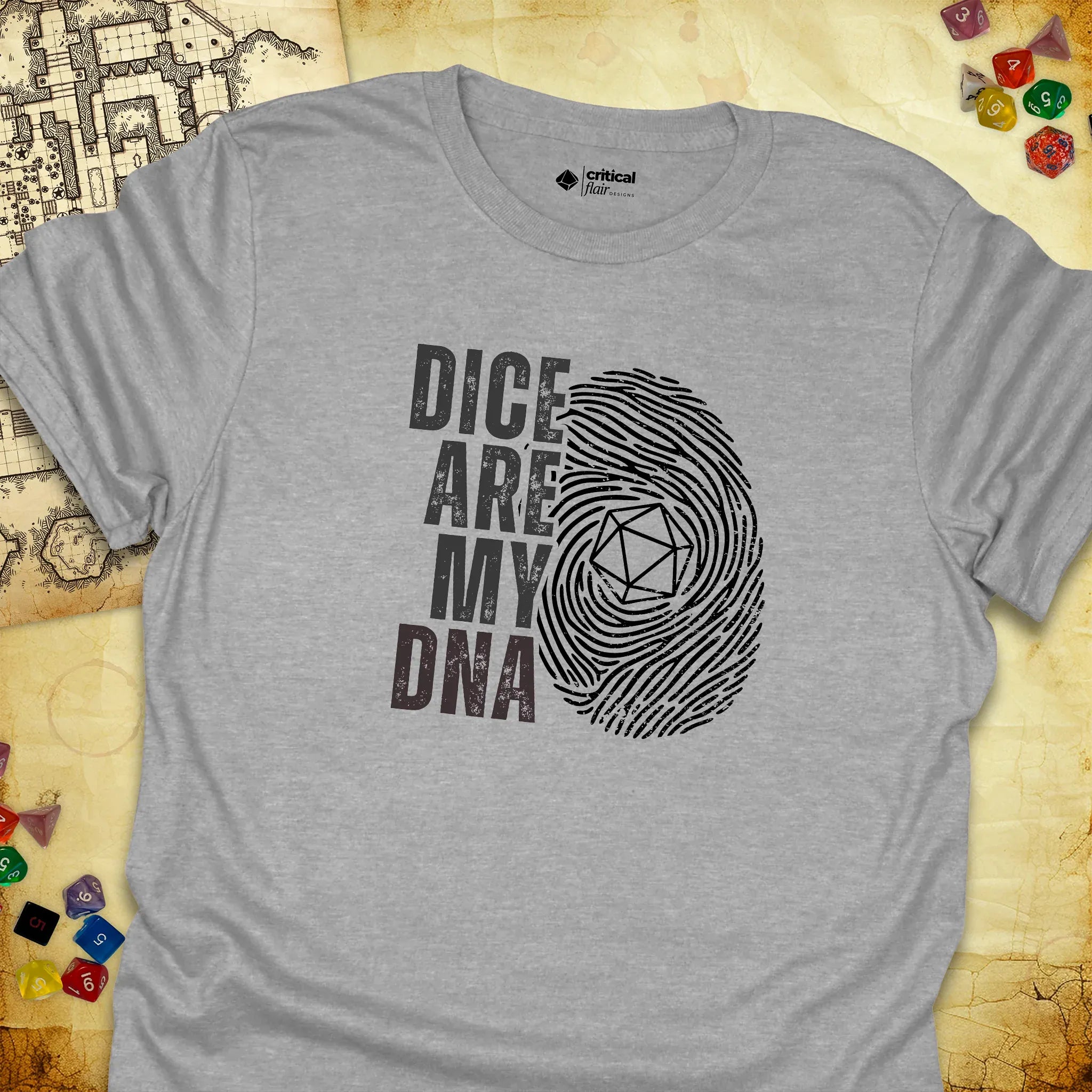 Critical Flair Dice Are My DNA T-Shirt Sport Grey / S - Dungeons and Dragons and tabletop RPG gaming apparel