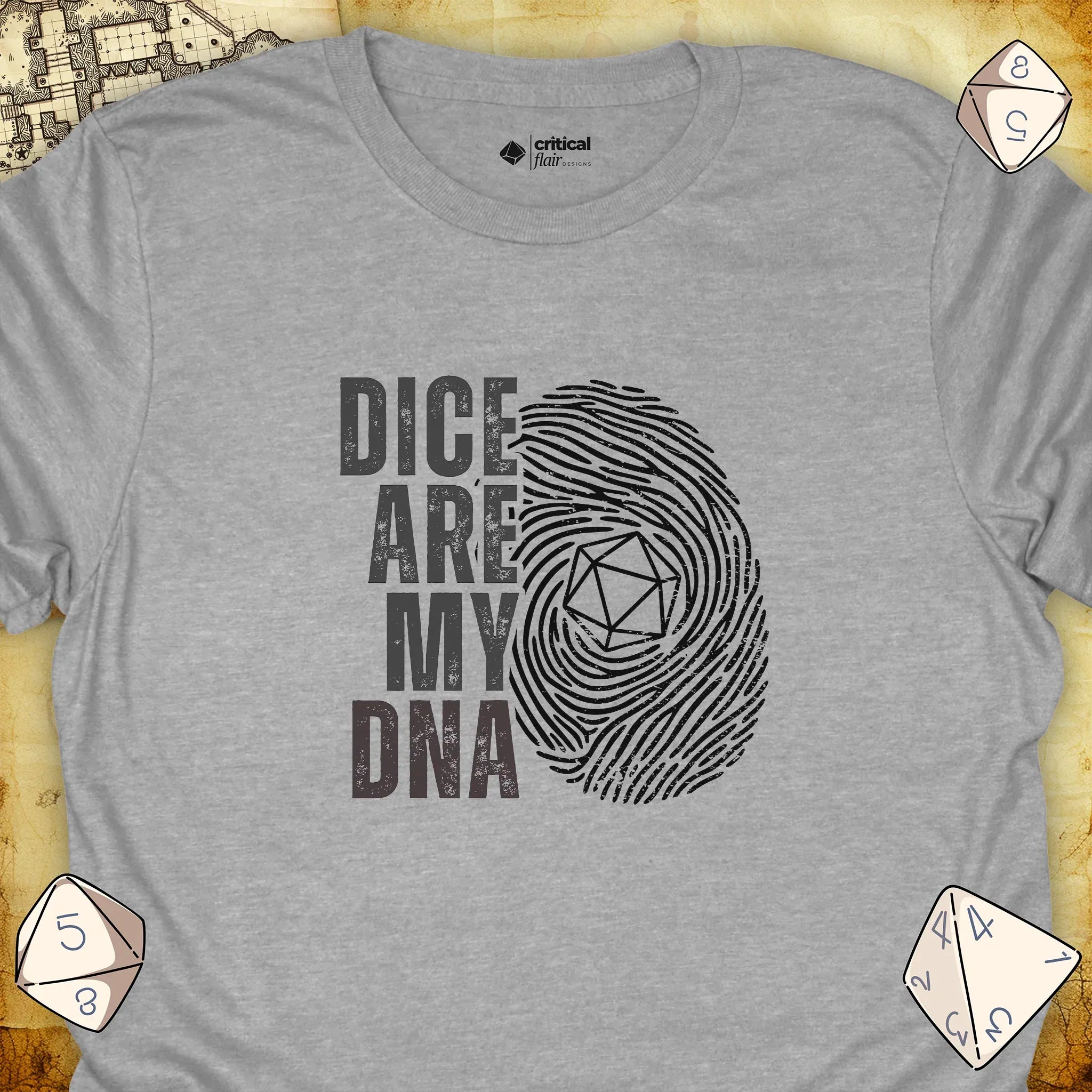 Critical Flair Dice Are My DNA T-Shirt Sport Grey / S - Dungeons and Dragons and tabletop RPG gaming apparel