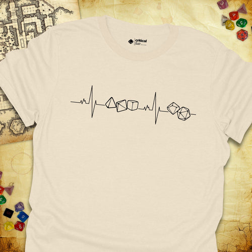 Critical Flair Dice Heartbeat T-Shirt - Dungeons and Dragons and tabletop RPG gaming apparel