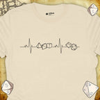 Critical Flair Dice Heartbeat T-Shirt Natural / S - Dungeons and Dragons and tabletop RPG gaming apparel