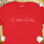 Critical Flair Dice Heartbeat T-Shirt Red / S - Dungeons and Dragons and tabletop RPG gaming apparel