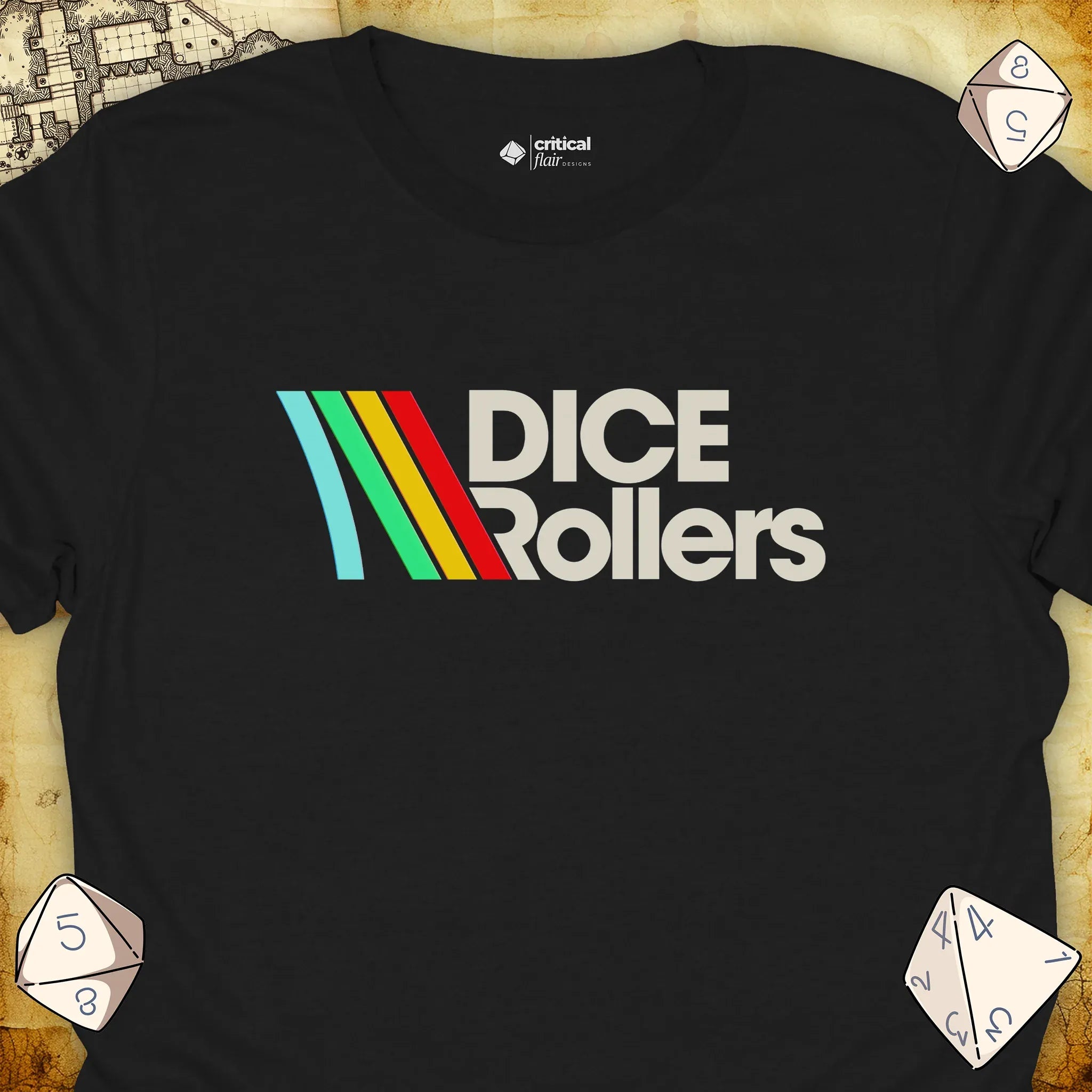 Critical Flair DICE Rollers T-Shirt Black / S - Dungeons and Dragons and tabletop RPG gaming apparel