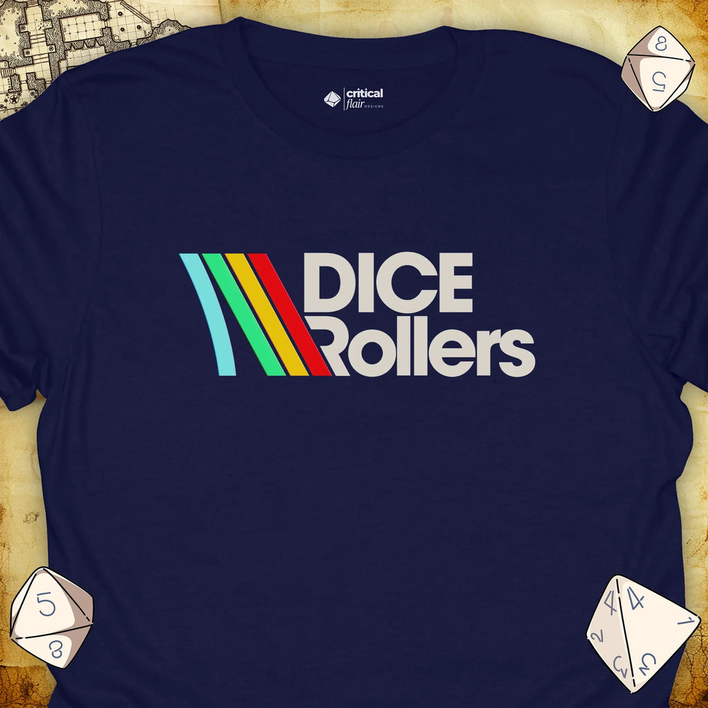 Critical Flair DICE Rollers T-Shirt Navy / S - Dungeons and Dragons and tabletop RPG gaming apparel