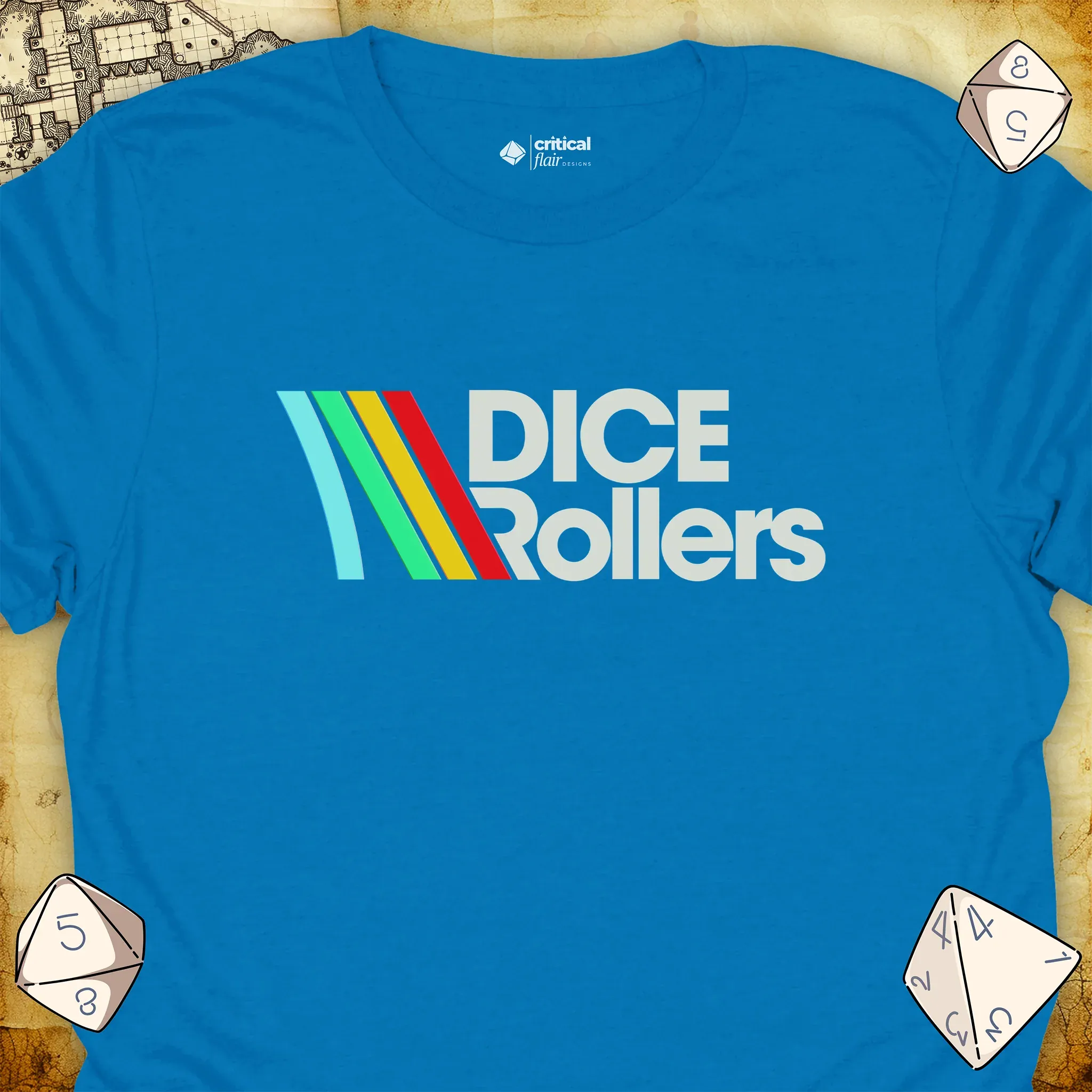 Critical Flair DICE Rollers T-Shirt Sapphire / S - Dungeons and Dragons and tabletop RPG gaming apparel