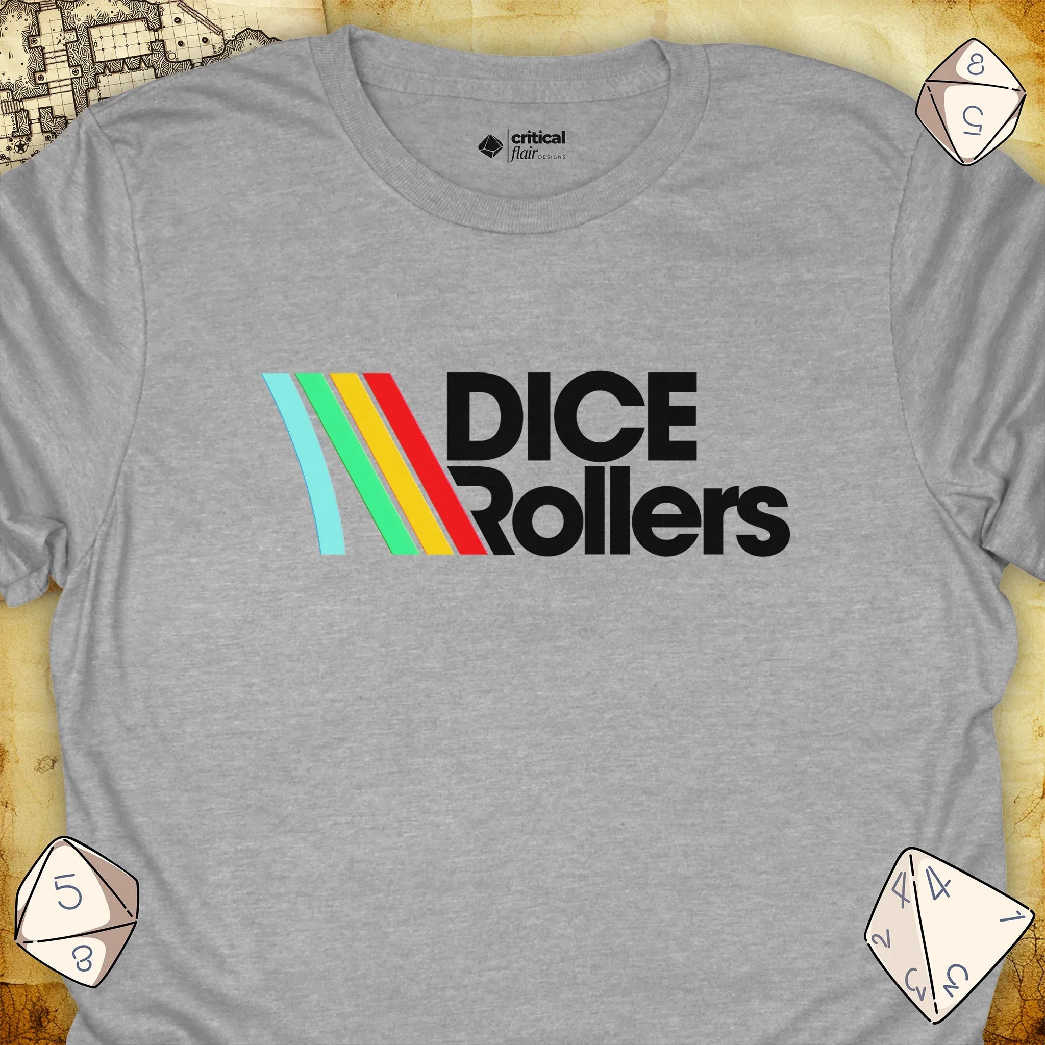Critical Flair DICE Rollers T-Shirt Sport Grey / S - Dungeons and Dragons and tabletop RPG gaming apparel
