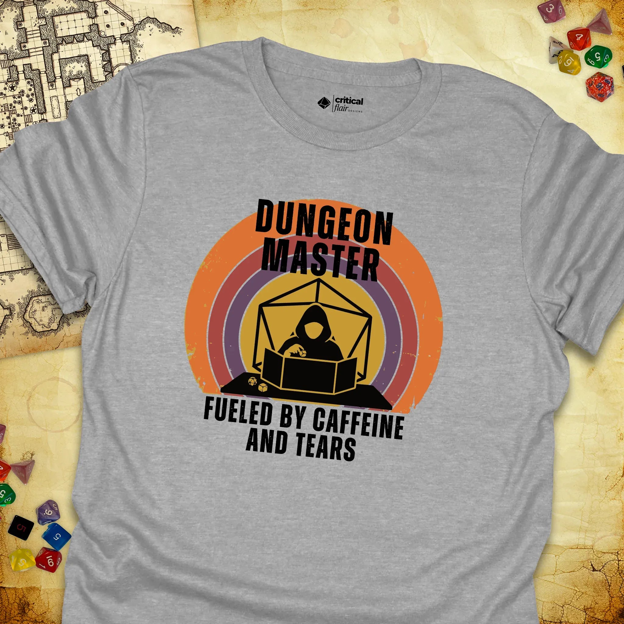 Critical Flair DM Fueled By... T-Shirt Sport Grey / S - Dungeons and Dragons and tabletop RPG gaming apparel