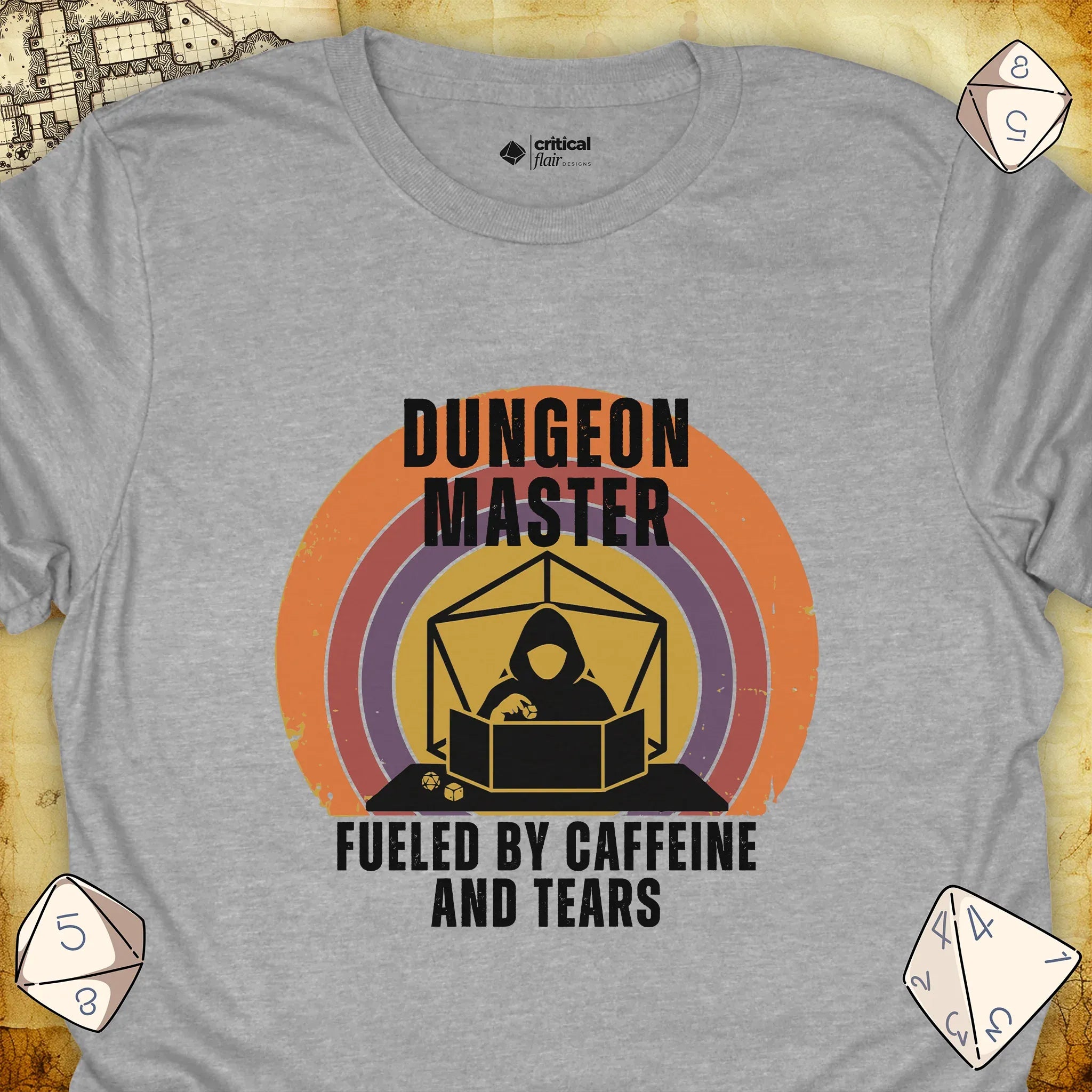 Critical Flair DM Fueled By... T-Shirt Sport Grey / S - Dungeons and Dragons and tabletop RPG gaming apparel