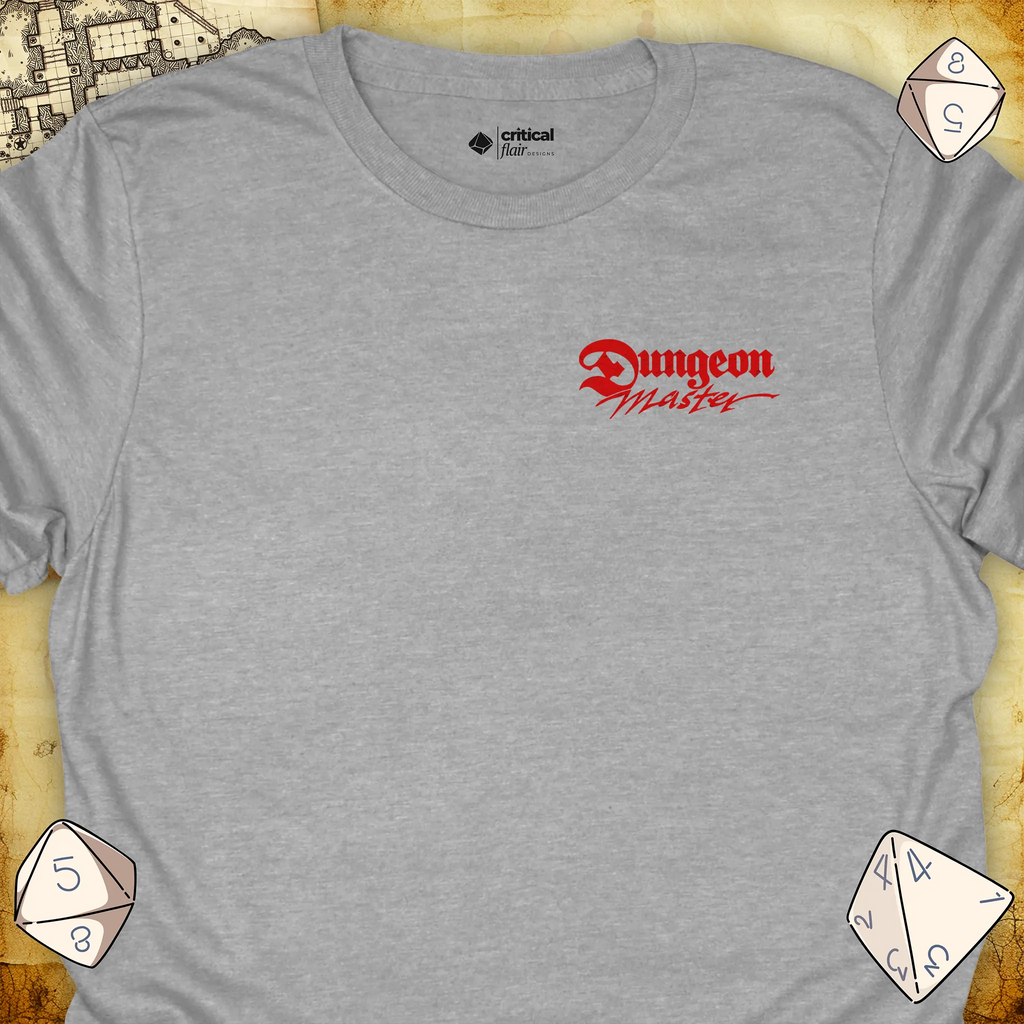 Critical Flair Dungeon Master (Badge) T-Shirt Sport Grey / S - Dungeons and Dragons and tabletop RPG gaming apparel