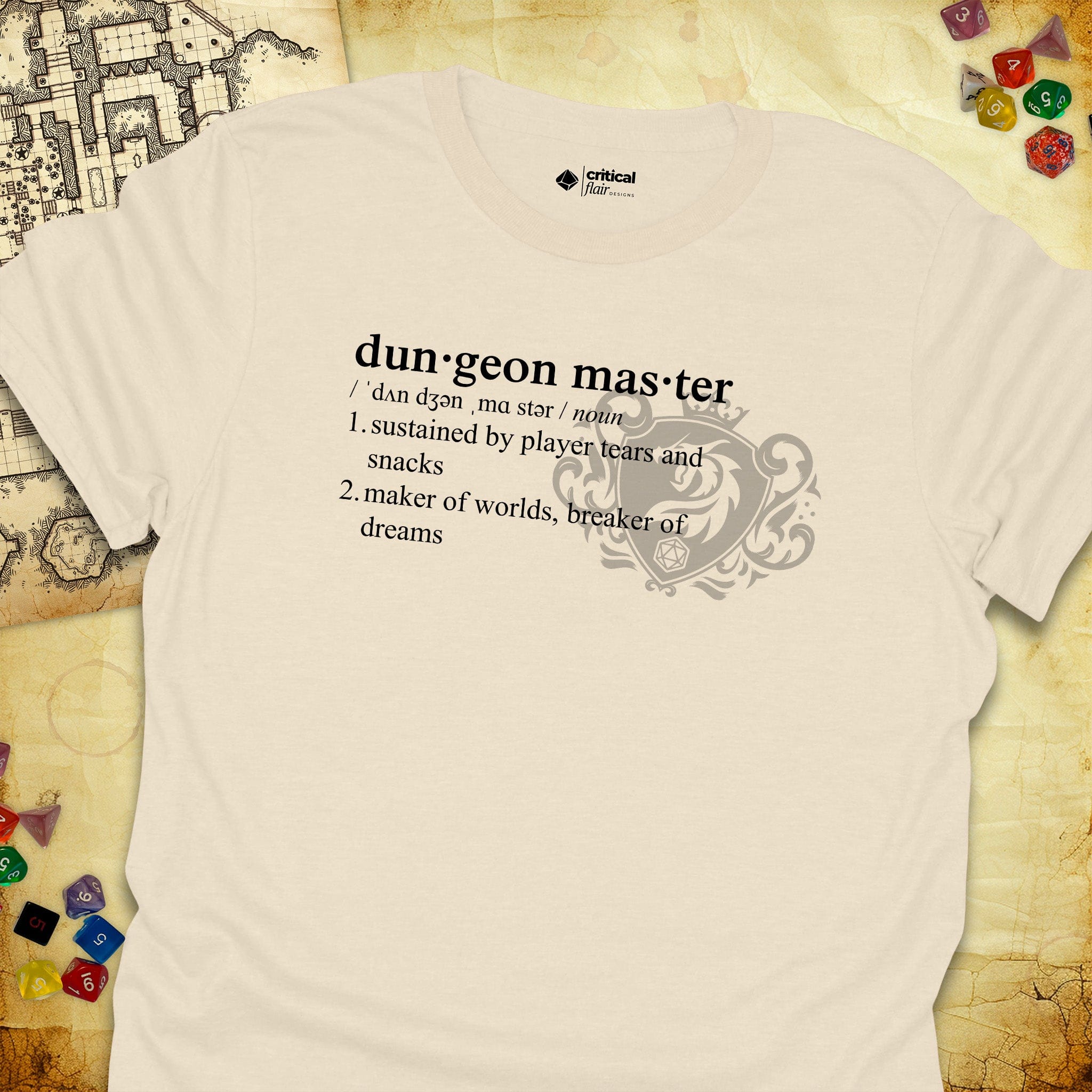 Critical Flair Dungeon Master Definition T-Shirt Natural / S - Dungeons and Dragons and tabletop RPG gaming apparel