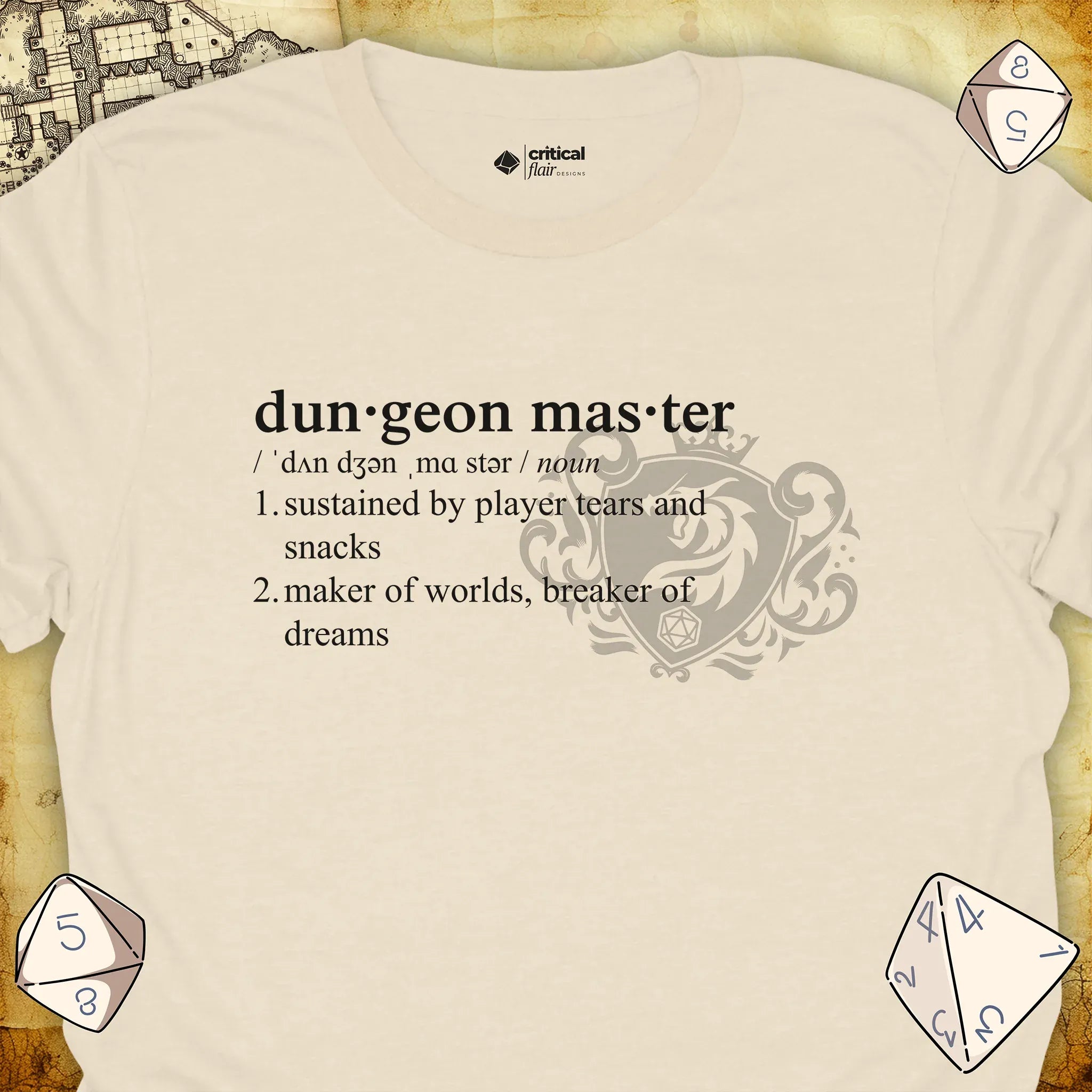 Critical Flair Dungeon Master Definition T-Shirt Natural / S - Dungeons and Dragons and tabletop RPG gaming apparel