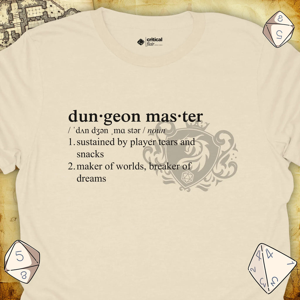 Critical Flair Dungeon Master Definition T-Shirt Natural / S - Dungeons and Dragons and tabletop RPG gaming apparel