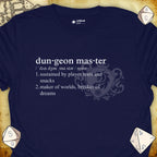 Critical Flair Dungeon Master Definition T-Shirt Navy / S - Dungeons and Dragons and tabletop RPG gaming apparel