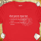 Critical Flair Dungeon Master Definition T-Shirt Red / S - Dungeons and Dragons and tabletop RPG gaming apparel