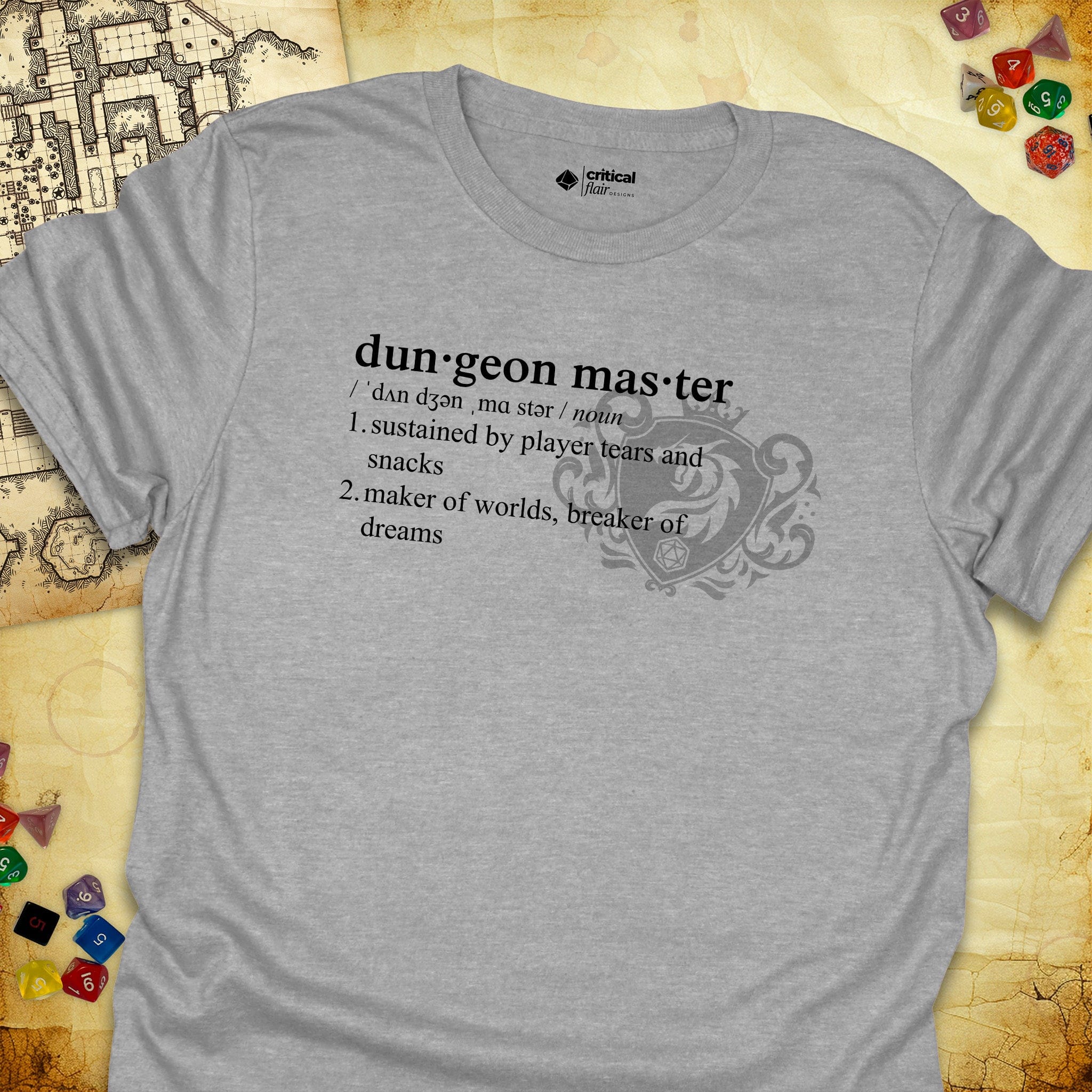 Critical Flair Dungeon Master Definition T-Shirt Sport Grey / S - Dungeons and Dragons and tabletop RPG gaming apparel