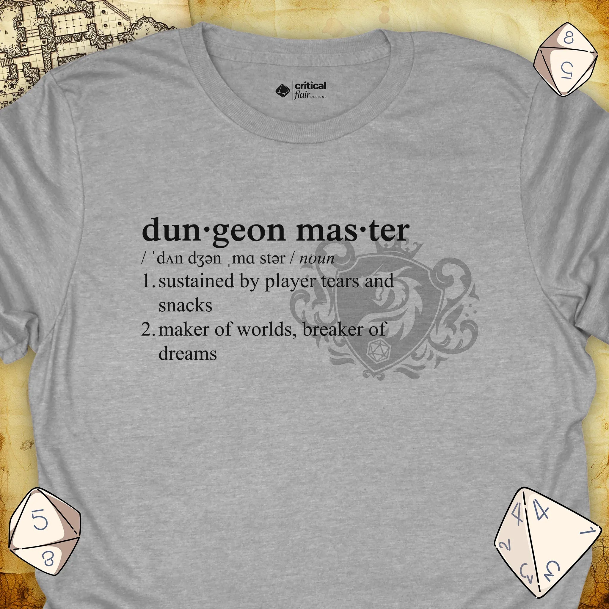Critical Flair Dungeon Master Definition T-Shirt Sport Grey / S - Dungeons and Dragons and tabletop RPG gaming apparel