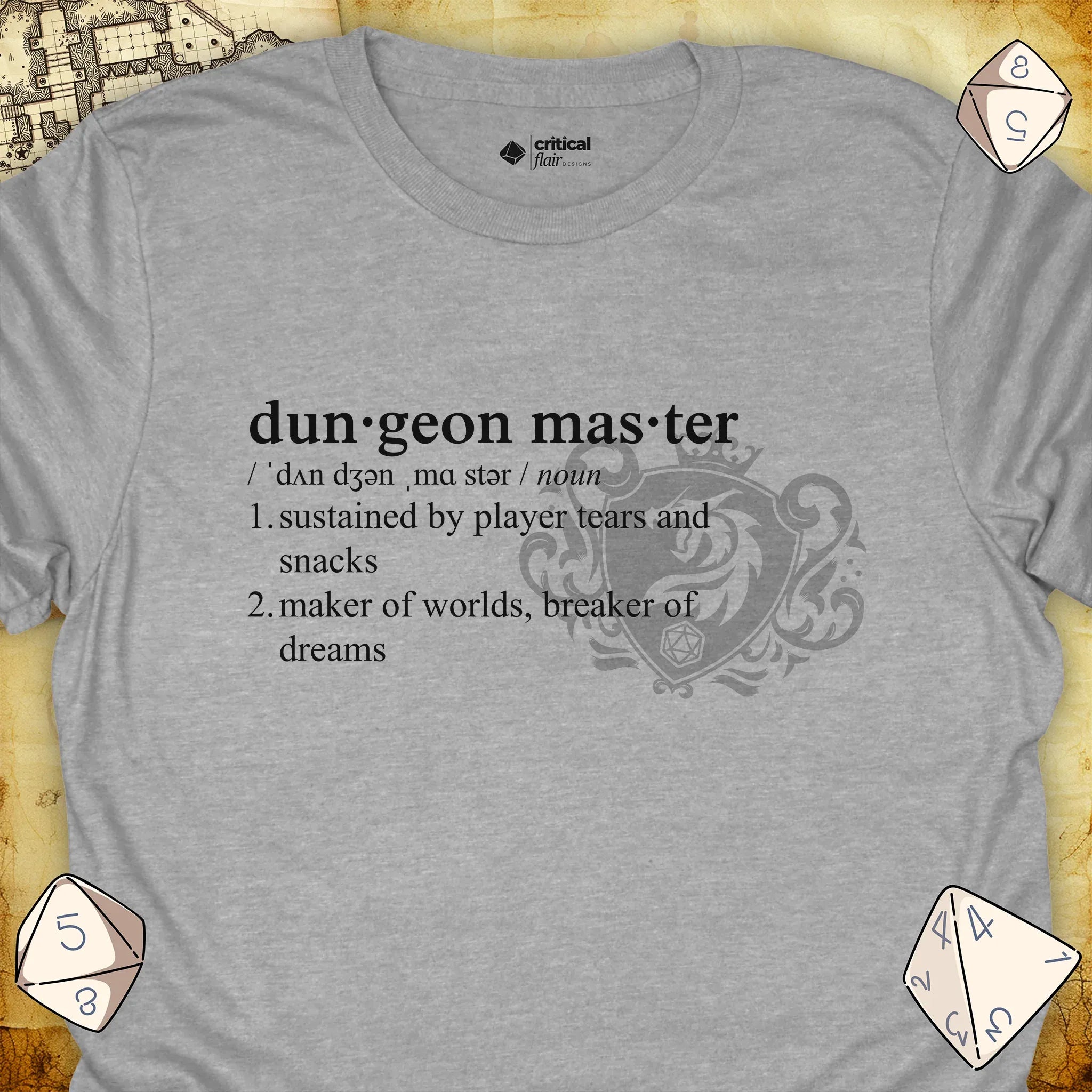 Critical Flair Dungeon Master Definition T-Shirt Sport Grey / S - Dungeons and Dragons and tabletop RPG gaming apparel