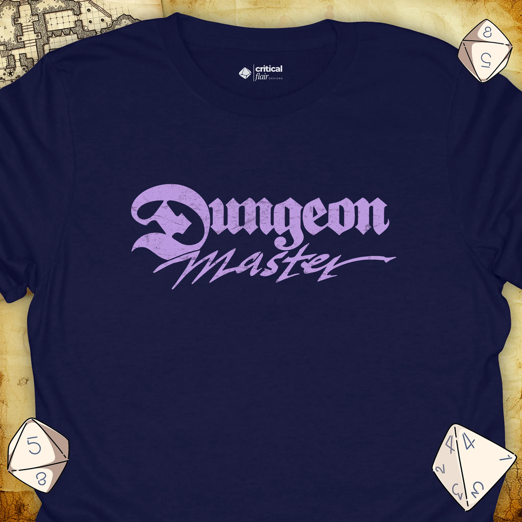 Critical Flair Dungeon Master T-Shirt Navy / S - Dungeons and Dragons and tabletop RPG gaming apparel