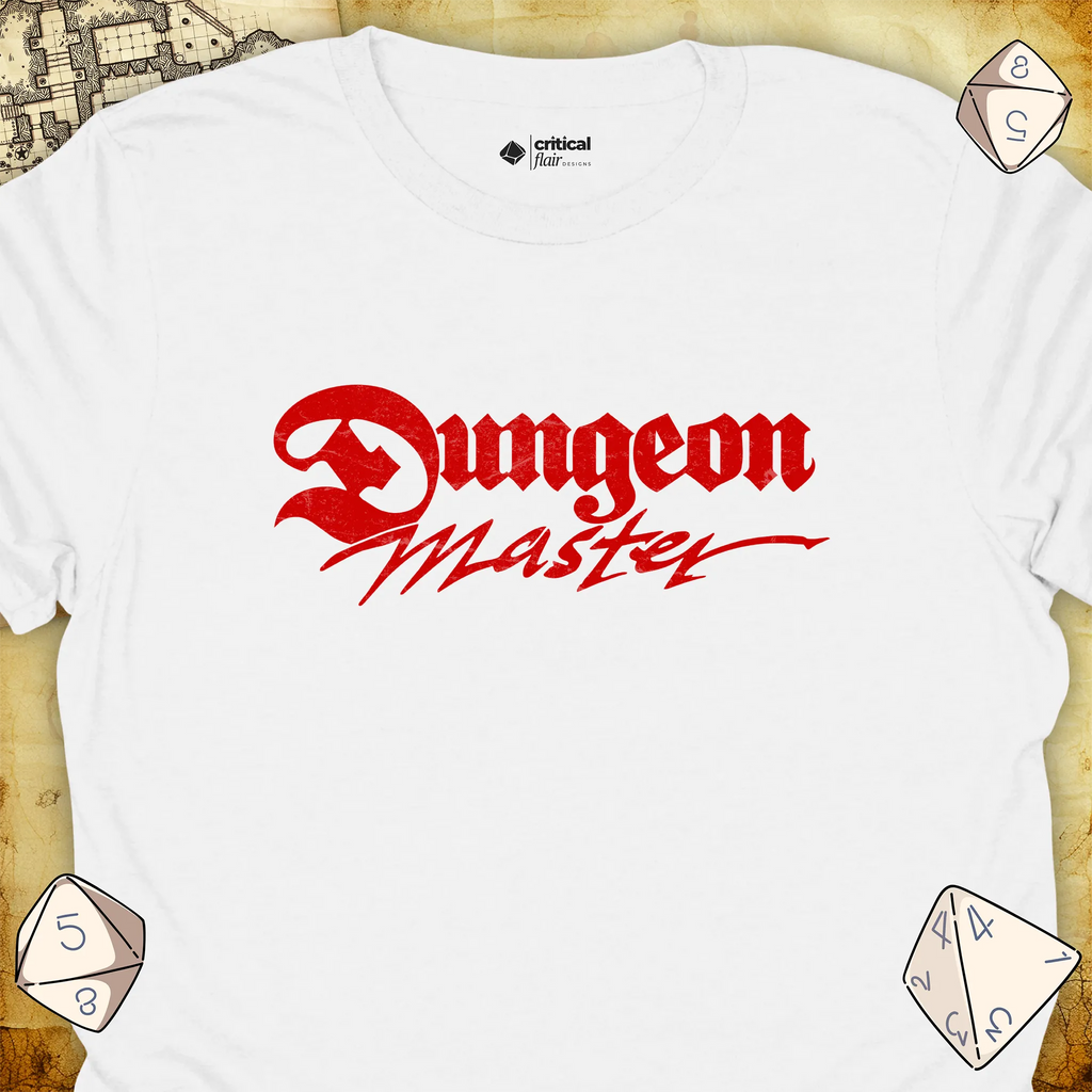 Critical Flair Dungeon Master T-Shirt White / S - Dungeons and Dragons and tabletop RPG gaming apparel