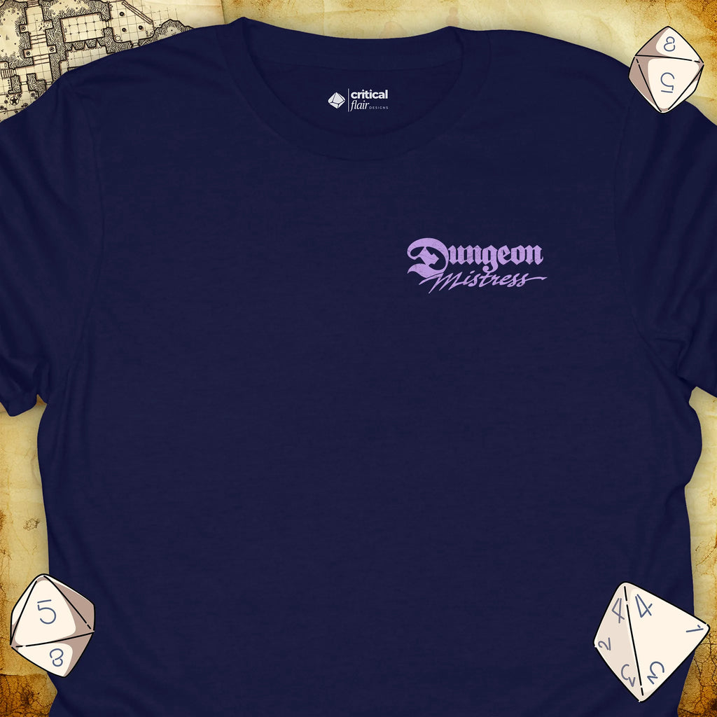 Critical Flair Dungeon Mistress (Badge) T-Shirt Navy / S - Dungeons and Dragons and tabletop RPG gaming apparel