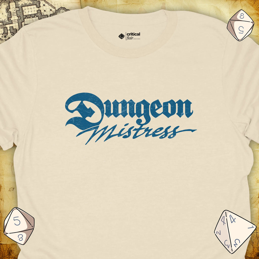 Critical Flair Dungeon Mistress T-Shirt Natural / S - Dungeons and Dragons and tabletop RPG gaming apparel