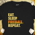 Critical Flair Eat. Sleep. Fireball. Repeat. T-Shirt Black / S - Dungeons and Dragons and tabletop RPG gaming apparel