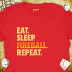 Critical Flair Eat. Sleep. Fireball. Repeat. T-Shirt Red / S - Dungeons and Dragons and tabletop RPG gaming apparel