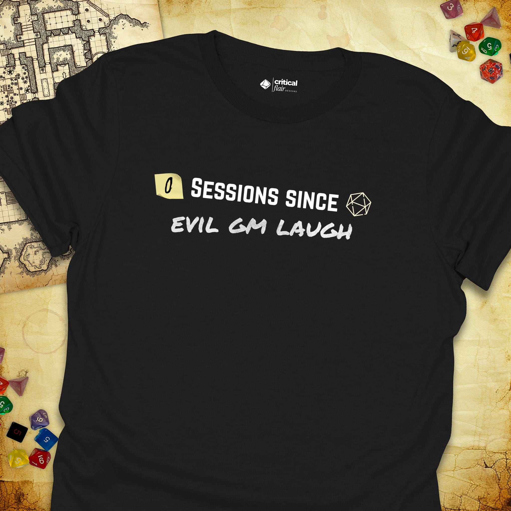 Critical Flair ...Evil GM Laugh T-Shirt Black / S - Dungeons and Dragons and tabletop RPG gaming apparel
