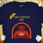 Critical Flair First Edition Dad T-Shirt Navy / S - Dungeons and Dragons and tabletop RPG gaming apparel