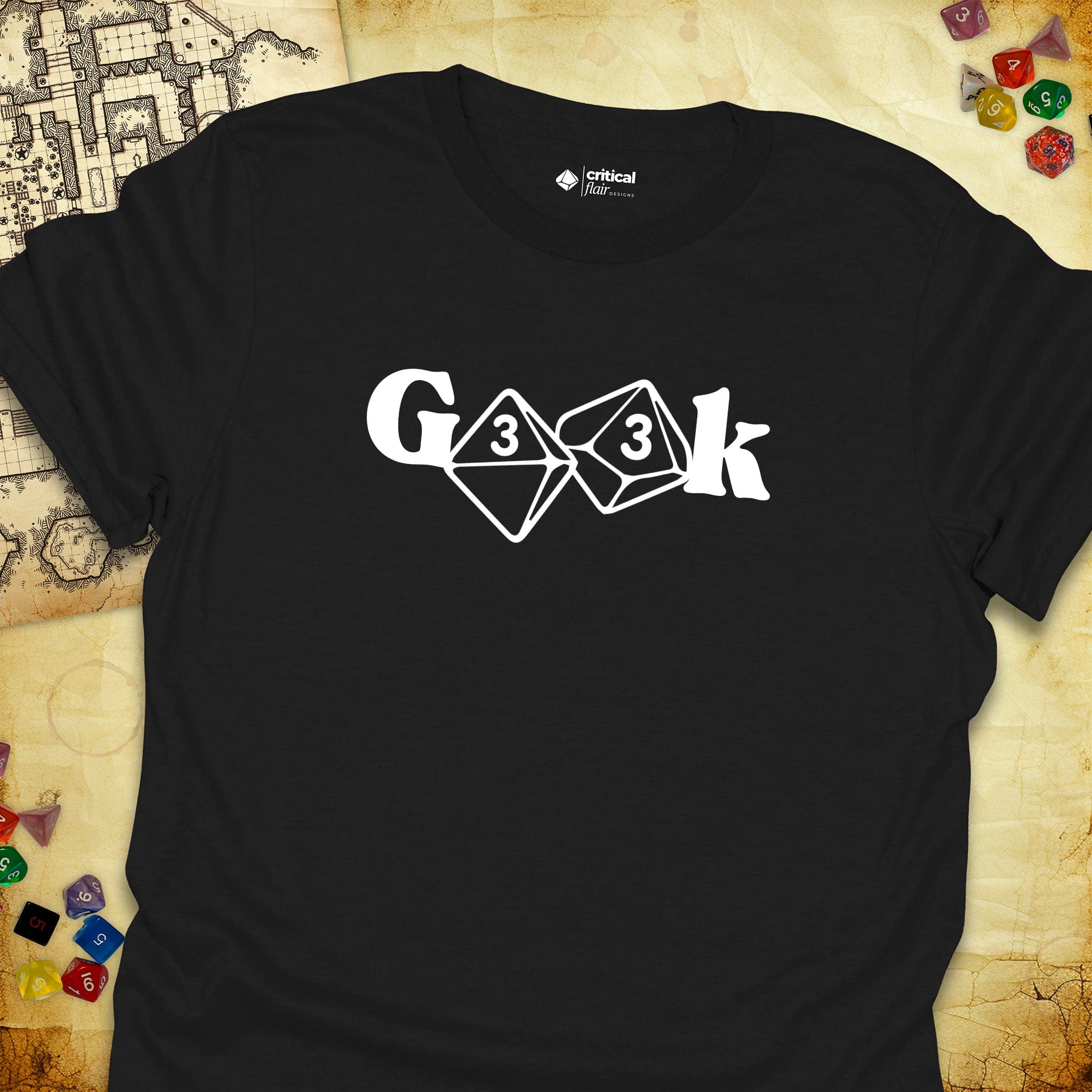Critical Flair G33k T-Shirt Black / S - Dungeons and Dragons and tabletop RPG gaming apparel