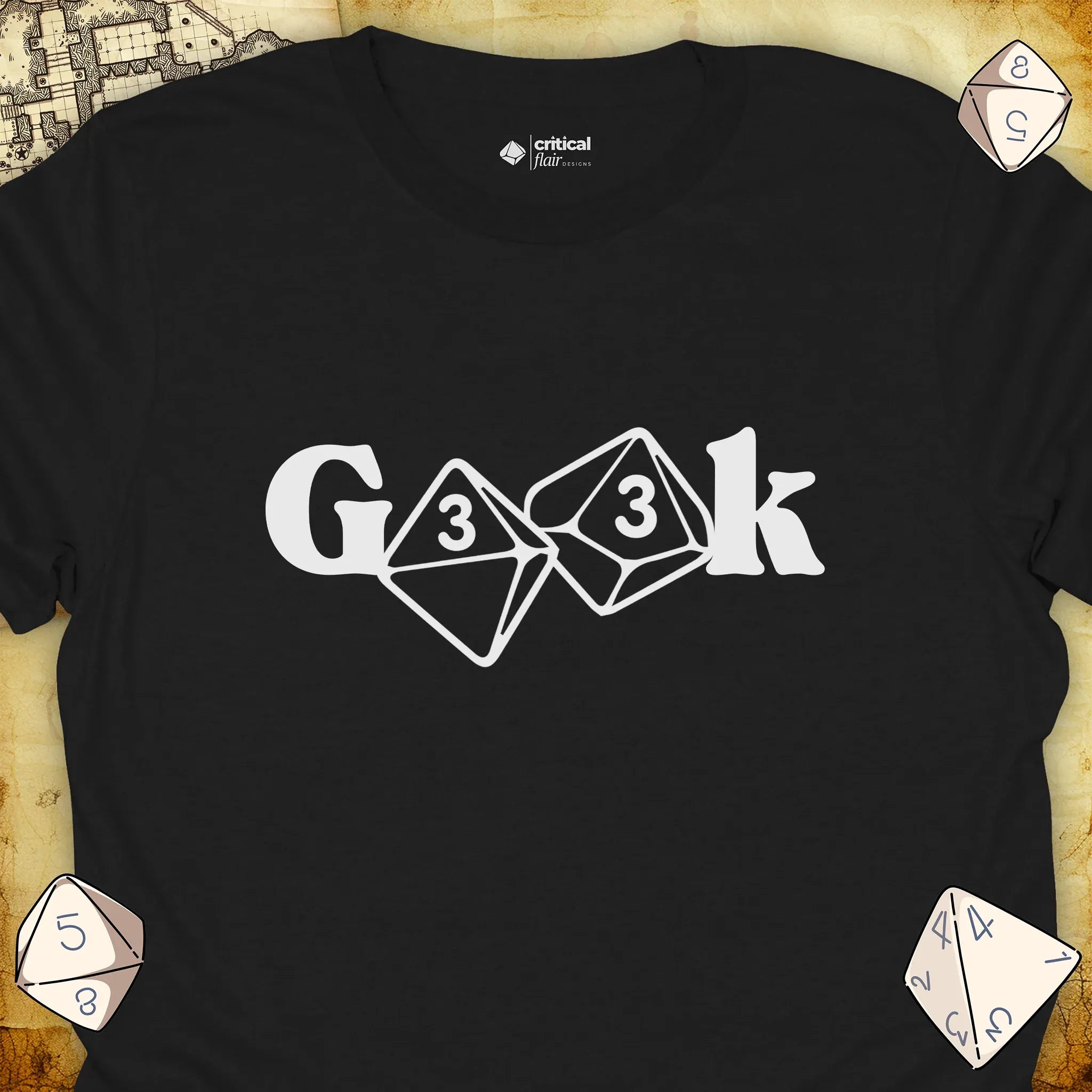 Critical Flair G33k T-Shirt Black / S - Dungeons and Dragons and tabletop RPG gaming apparel