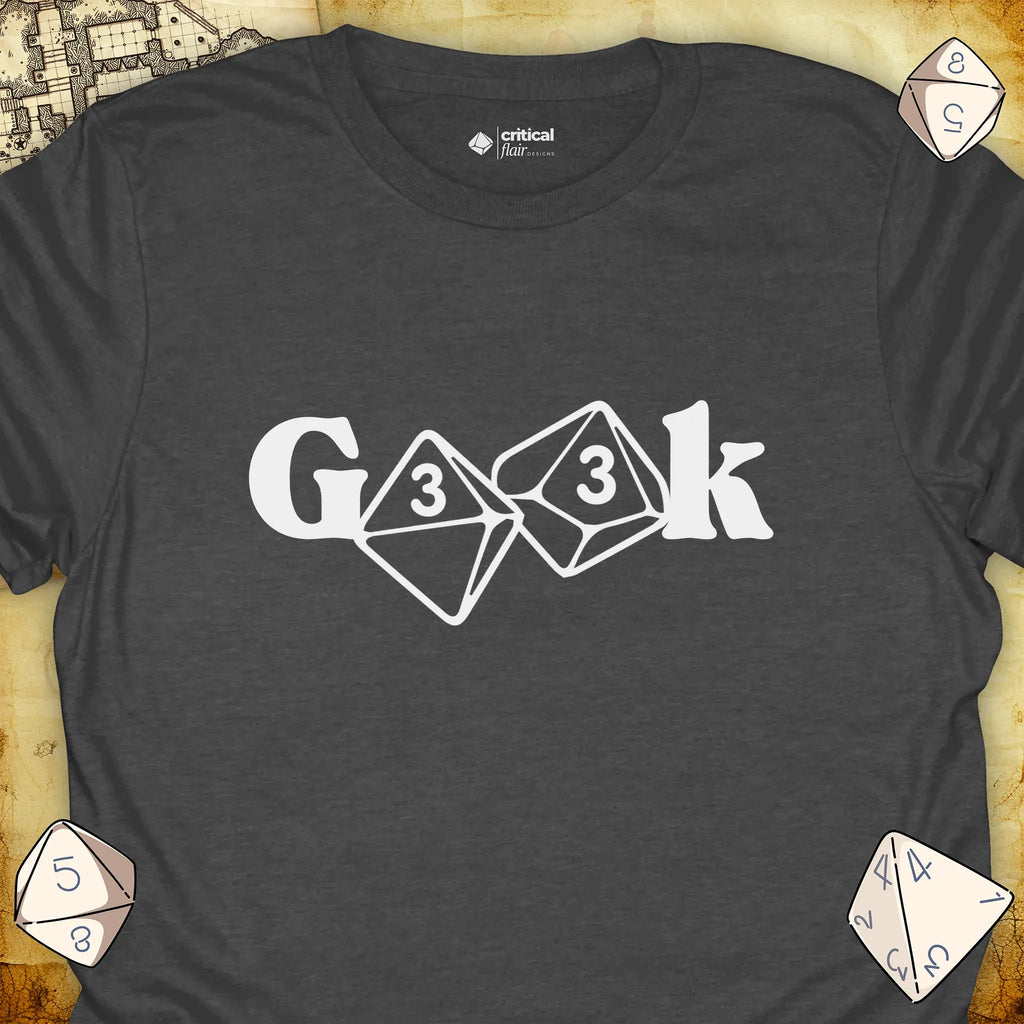 Critical Flair G33k T-Shirt Dark Heather / S - Dungeons and Dragons and tabletop RPG gaming apparel
