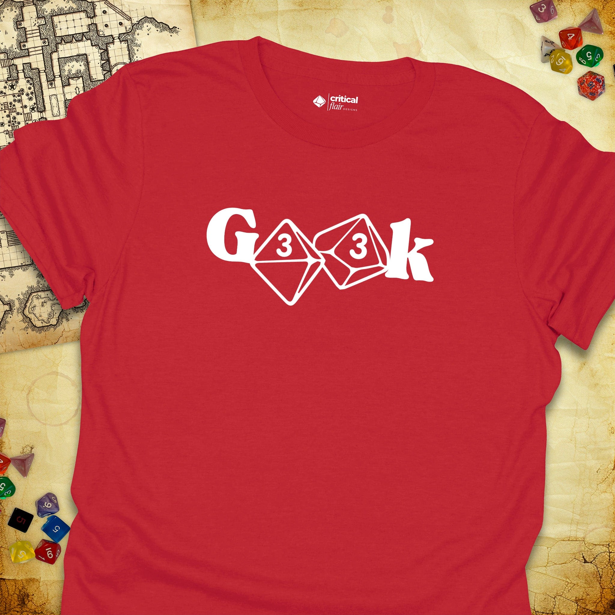 Critical Flair G33k T-Shirt Red / S - Dungeons and Dragons and tabletop RPG gaming apparel