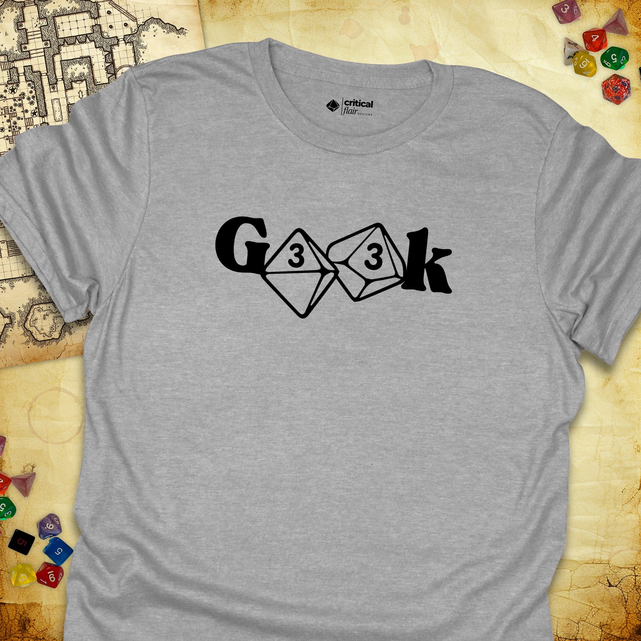 Critical Flair G33k T-Shirt Sport Grey / S - Dungeons and Dragons and tabletop RPG gaming apparel