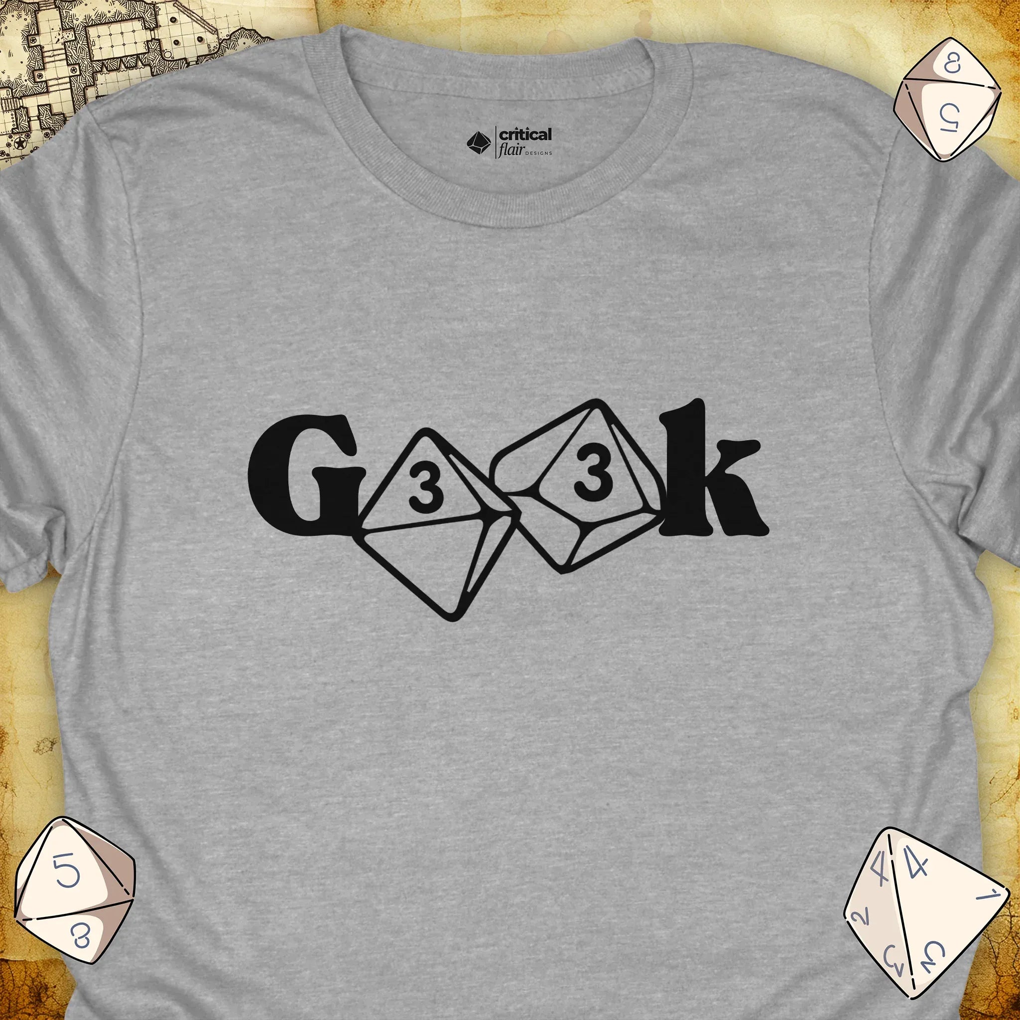 Critical Flair G33k T-Shirt Sport Grey / S - Dungeons and Dragons and tabletop RPG gaming apparel